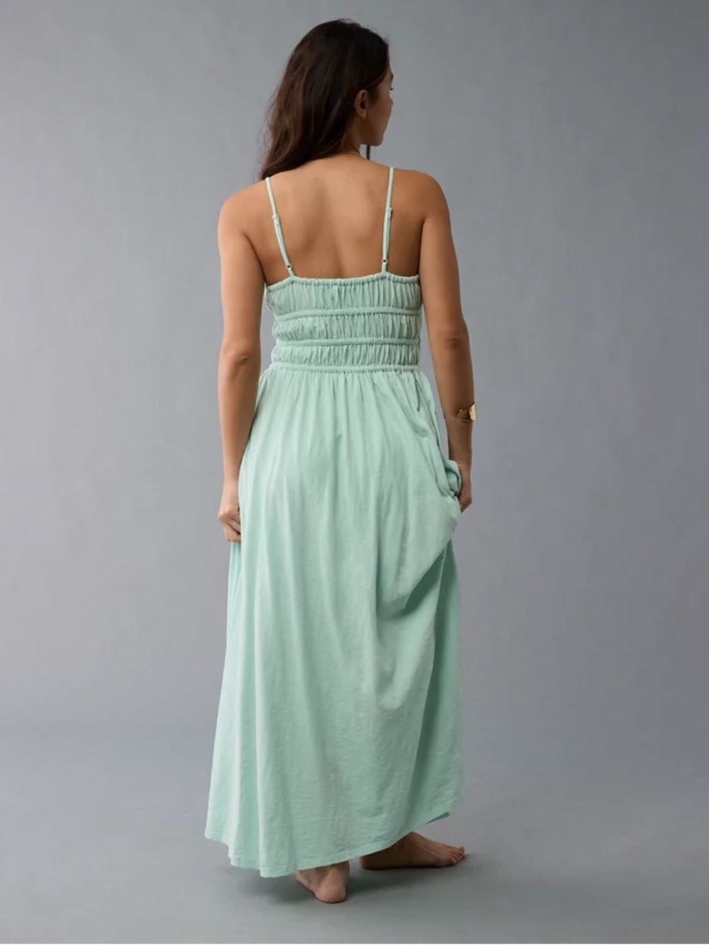 American Eagle Mint Smocked Maxi Dress - Picture 2 of 10